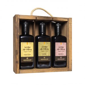 Estuche 3 variedades Aceite de Oliva Virgen Extra Arabález. Picual, Cornicabra, Arbequina (500 ml.)