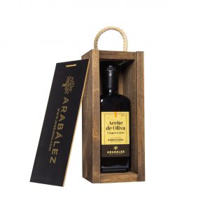 Estuche individual (madera oscura) Aceite de Oliva Virgen Extra Arabález. Variedad Cornicabra 500ml. (copia)